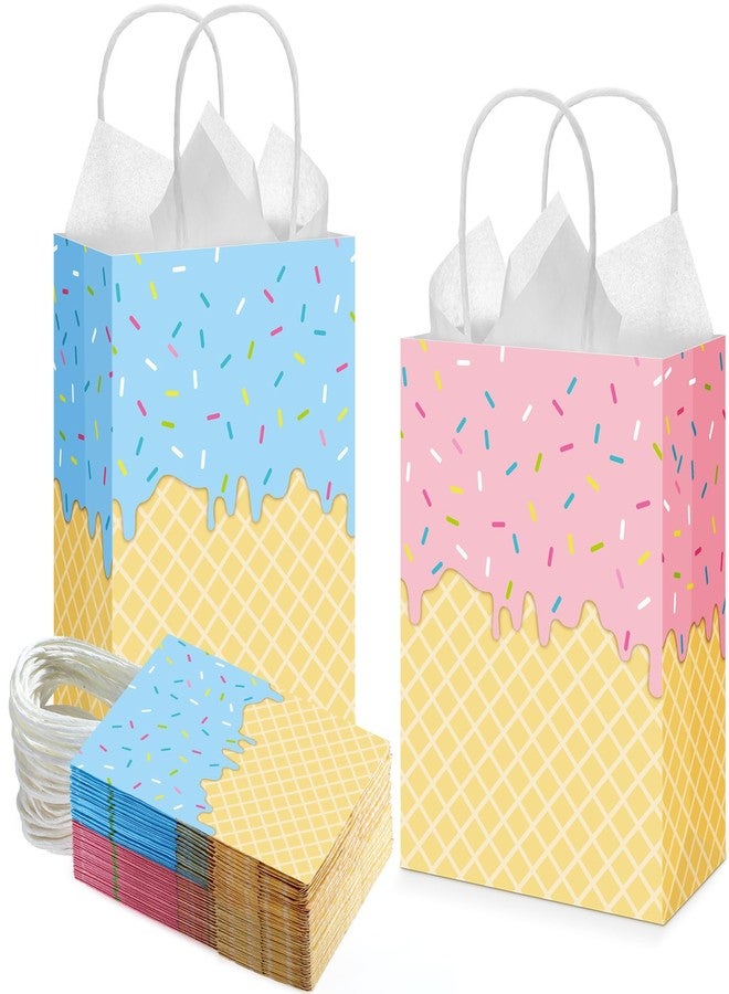 ReliThick 30 Pcs Ice Cream Gift Bags with Handles Ice Cream Paper Goodie Bags Summer Party Favors for Birthday Baby Shower Party Decor Supplies - Image 1